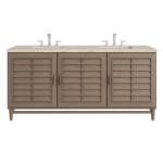Portland 72IN Double Vanity Whitewashed Walnut w/ 3 CM Tajnar Eclos Top w/FreePower Wireless Charger