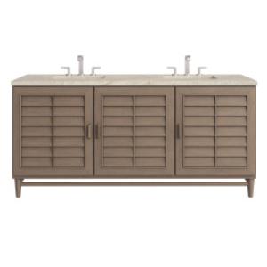 Portland 72IN Double Vanity Whitewashed Walnut w/ 3 CM Tajnar Eclos Top w/FreePower Wireless Charger