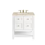 Breckenridge 30" Single Vanity, Bright White, w/ 3 CM Tajnar Eclos Top