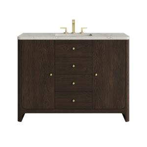 Gracyn 48" Single Vanity, Sable, w/ 3 CM Victorian Silver Quartz Widespread Top