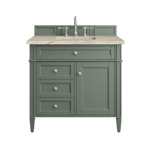Brittany 36" Single Vanity, Smokey Celadon, w/ 3 CM Tajnar Eclos Top