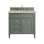 Brittany 36" Single Vanity, Smokey Celadon, w/ 3 CM Tajnar Eclos Top