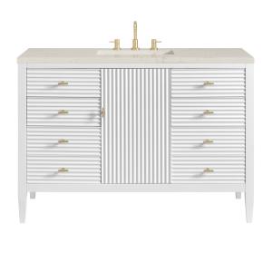 Myrrin 48" Single Vanity, Bright White, w/ 3 CM Siberian Silestone Top