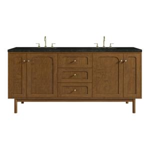 Laurent 72" Double Vanity, Honey Oak w/ 3 CM Phantome Eclos Top