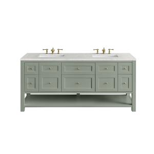 Breckenridge 72" Double Vanity, Smokey Celadon w/ 3 CM Eternal Jasmine Pearl Top w/FreePower Wireless Charger