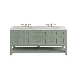 Breckenridge 72" Double Vanity, Smokey Celadon w/ 3 CM Eternal Jasmine Pearl Top w/FreePower Wireless Charger