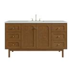Laurent 60" Single Vanity, Honey Oak w/ 3 CM Lime Delight Silestone Top