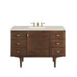 Amberly 48" Single Vanity, Mid-Century Walnut, w/ 3 CM Siberian Silestone Top w/FreePower Wireless Charger