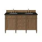 Brittany 60" Double Vanity, Pecan w/ 3 CM Phantome Eclos Top