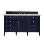 Brittany 60" Single Vanity, Victory Blue, w/ 3 CM Tajnar Eclos Top w/FreePower Wireless Charger