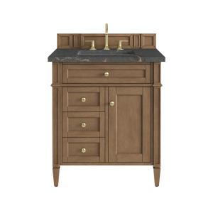 Brittany 30" Single Vanity, Pecan w/ 3 CM Parisien Bleu Silestone Top