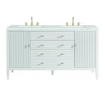 Myrrin 60" Double Vanity, Bright White w/ 3 CM Ethereal Noctis Silestone Top w/FreePower Wireless Charger
