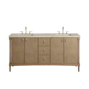Kinnsden 72" Double Vanity, Weathered Oak w/ 3 CM Tajnar Eclos Top