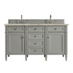 Brittany 60" Double Vanity, Urban Gray, w/ 3 CM Tajnar Eclos Top