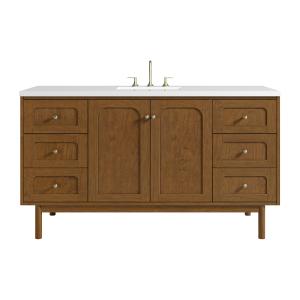 Laurent 60" Single Vanity, Honey Oak w/ 3 CM White Zeus Silestone Top