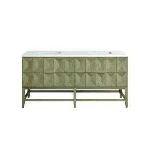 Emmeline 72" Double Vanity, Pebble Oak w/ 3 CM White Zeus Top