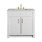 Bellshire 36" Single Vanity, Bright White w/ 3 CM Eternal Jasmine Pearl Silestone Top