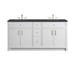 Bellshire 72" Double Vanity, Bright White w/ 3 CM Charcoal Soapstone Silestone Top