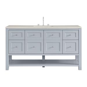 Breckenridge 60" Single Vanity, Serenity Blue, w/ 3 CM Siberian Silestone Top w/FreePower Wireless Charger