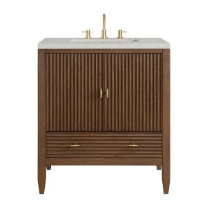 Myrrin 30" Single Vanity, Mid-Century Walnut w/ 3 CM Lime Delight Silestone Top