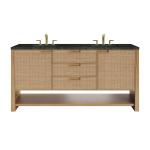 Solene 72" Double Vanity, Seaside Oak, w/ 3 CM Phantome Eclos Top