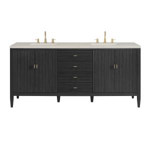 Myrrin 72" Vanity, Carbon Oak, w/ 3 CM Siberian Silestone Top