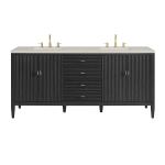 Myrrin 72" Vanity, Carbon Oak, w/ 3 CM Siberian Silestone Top