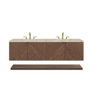 Marcello 72" Double Vanity, Chestnut, w/ 3 CM Tajnar Eclos Top