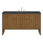 Hudson 60" Single Vanity, Honey Oak w/ 3 CM Charcoal Soapstone Silestone Top