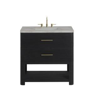 Lucian 36" Single Vanity, Carbon Oak w/ 3 CM Victorian Silver Silestone Widespread Top