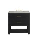 Lucian 36" Single Vanity, Carbon Oak w/ 3 CM Victorian Silver Silestone Widespread Top