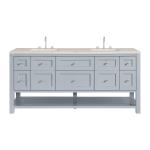 Breckenridge 72" Double Vanity, Serenity Blue, w/ 3 CM Siberian Silestone Top