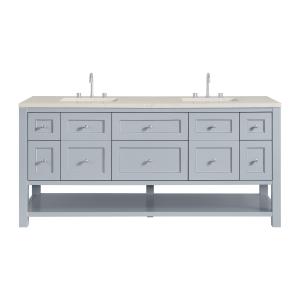 Breckenridge 72" Double Vanity, Serenity Blue, w/ 3 CM Siberian Silestone Top w/FreePower Wireless Charger