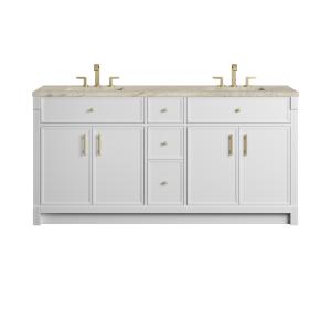 Bellshire 72" Double Vanity, Bright White w/ 3 CM Tajnar Eclos Top