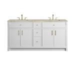 Bellshire 72" Double Vanity, Bright White w/ 3 CM Tajnar Eclos Top