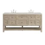 Breckenridge 72" Double Vanity, Whitewashed Oak, w/ 3 CM Siberian Silestone Top
