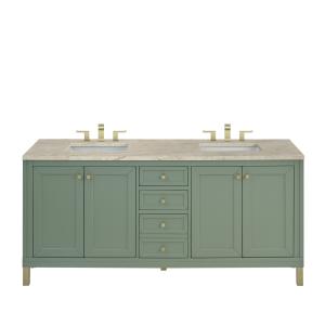 Chicago 72" Double Vanity, Smokey Celadon, w/ 3 CM Tajnar Eclos Top