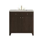 Gracyn 36" Single Vanity, Sable, w/ 3 CM Victorian Silver Quartz Widespread Top