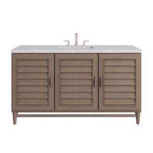 Portland 60IN Single Vanity Whitewashed Walnut w/ 3 CM Eternal Jasmine Pearl Silestone Top w/FreePower Wireless Charger