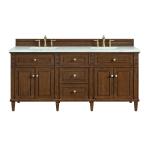 Lorelai 72"Double Vanity, Mid-Century Walnut w/ 3 CM Ethereal Noctis Silestone Top w/FreePower Wireless Charger