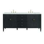 Myrrin 72" Double Vanity, Carbon Oak w/ 3 CM Ethereal Noctis Silestone Top w/FreePower Wireless Charger