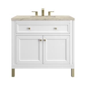 Chicago 36" Single Vanity, Glossy White, w/ 3 CM Tajnar Eclos Top