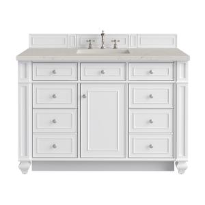 Bristol 48" Single Vanity, Bright White, w/ 3 CM Siberian Silestone Top
