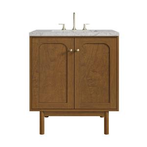 Laurent 30" Single Vanity, Honey Oak w/ 3 CM Eternal Jasmine Pearl Silestone Top