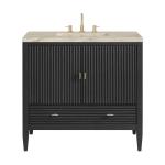 Myrrin 36" Vanity, Carbon Oak, w/ 3 CM Tajnar Eclos Top