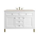 Chicago 48" Single Vanity, Glossy White, w/ 3 CM Siberian Silestone Top w/FreePower Wireless Charger