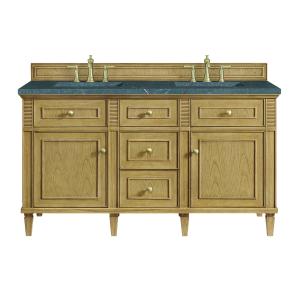 Lorelai 60" Double Vanity, Light Natural Oak w/ 3 CM Parisien Bleu Silestone Top w/FreePower Wireless Charger