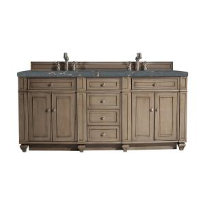 Bristol 72" Double Vanity, Whitewashed Walnut w/ 3 CM Parisien Bleu Silestone Top w/FreePower Wireless Charger