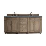 Bristol 72" Double Vanity, Whitewashed Walnut w/ 3 CM Parisien Bleu Silestone Top w/FreePower Wireless Charger