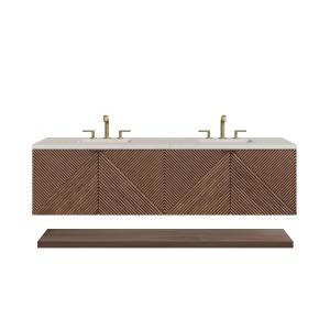 Marcello 72" Double Vanity, Chestnut, w/ 3 CM Siberian Silestone Top